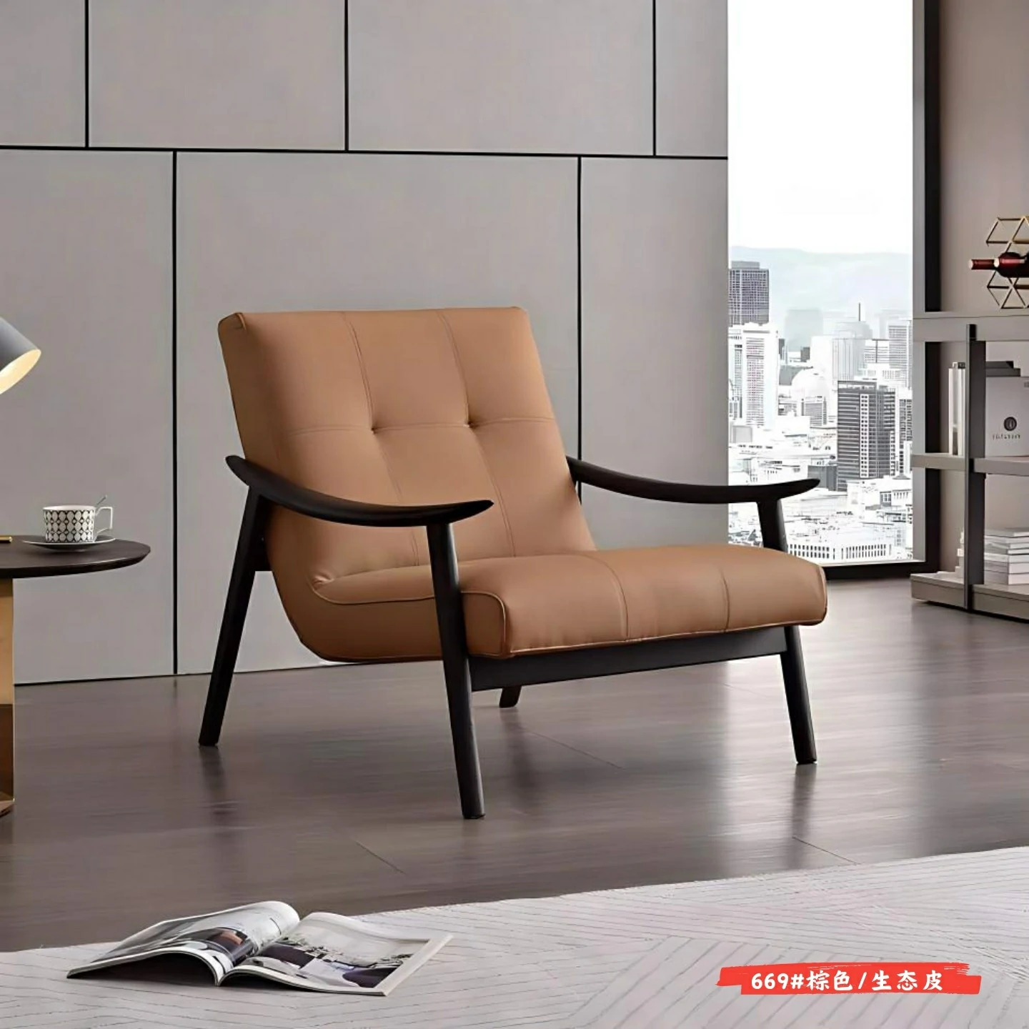 669#棕色/生态皮